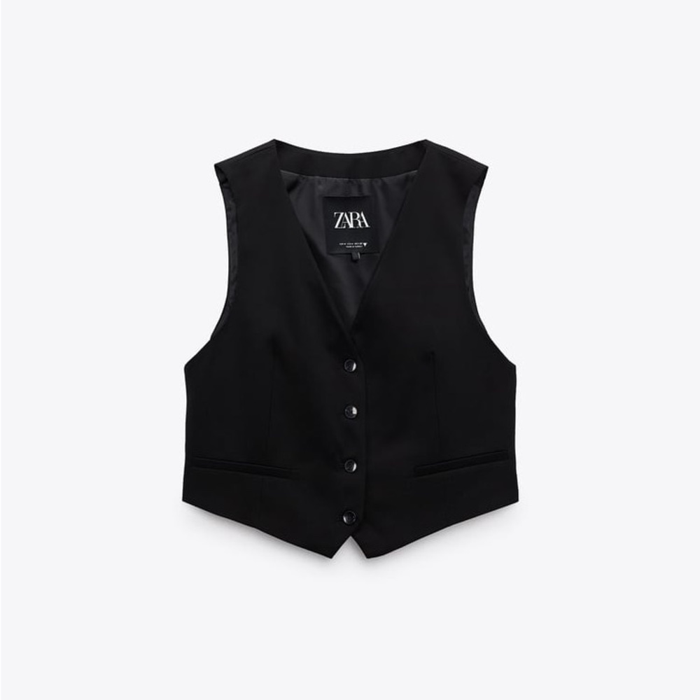 Zara Black fitted short vest. NWT.
